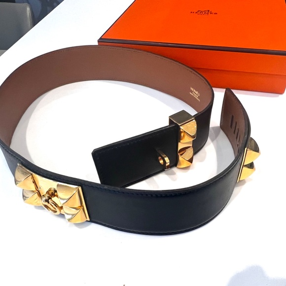 HERMES Collier de Chien Belt. Black leather main image 5